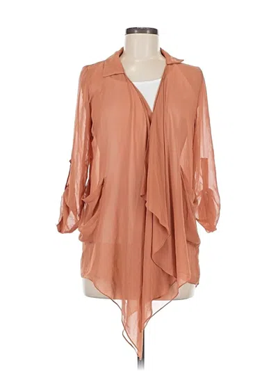 Pre-owned Gingham & Heels 3/4 Sleeve Blouse In Orange