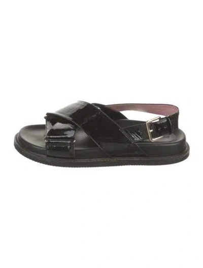 Pre-owned Gini & Albert Billy Patent Leather Sandals In Black