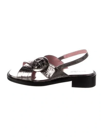Pre-owned Gini & Albert Leather Animal Print Sandals W/ Tags In Black