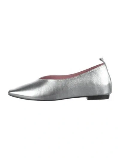 Pre-owned Gini & Albert Leather Ballet Flats W/ Tags In Metallic/silver