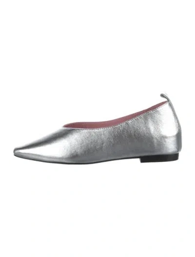Pre-owned Gini & Albert Leather Ballet Flats W/ Tags In Metallic/silver
