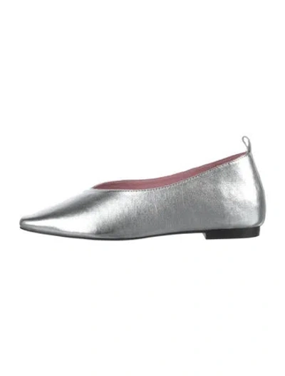 Pre-owned Gini & Albert Leather Ballet Flats W/ Tags In Metallic/silver