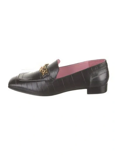 Pre-owned Gini & Albert Leather Chain-link Accents Loafers In Black