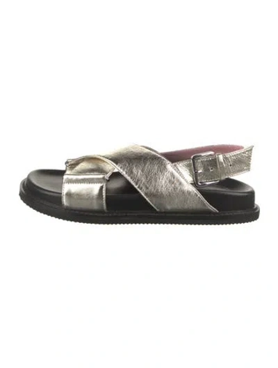 Pre-owned Gini & Albert Leather Sandals In Black