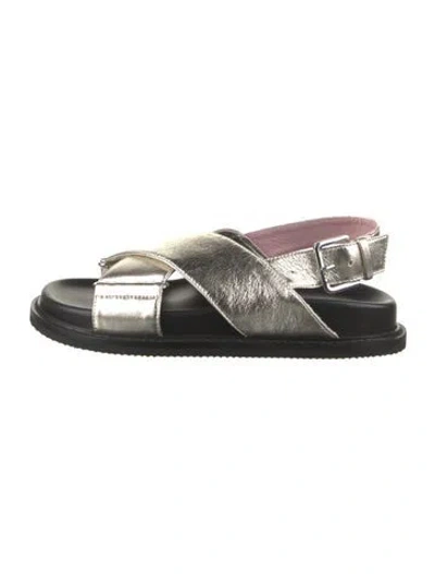 Pre-owned Gini & Albert Leather Sandals In Black