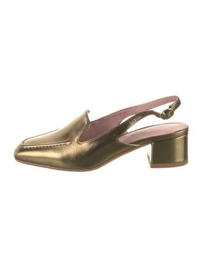 Pre-owned Gini & Albert Leather Slingback Pumps In Gold