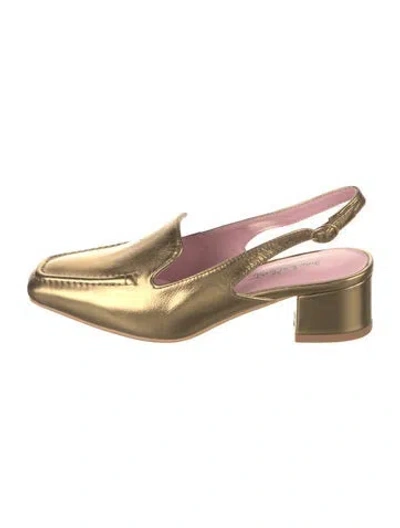 Pre-owned Gini & Albert Lolo Leather Slingback Pumps In Gold