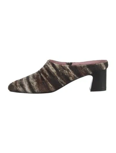 Pre-owned Gini & Albert Ponyhair Animal Print Mules In Brown