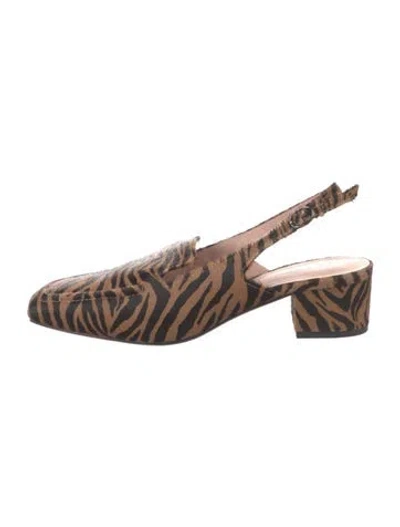 Pre-owned Gini & Albert Ponyhair Animal Print Slingback Pumps W/ Tags In Brown