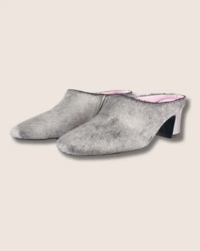 Gini & Albert Women's Stella Mule In Metallic Haircalf In Silver