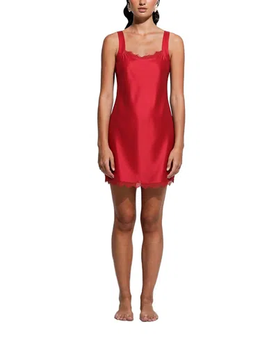 Ginia Aurora Silk Chemise In Red