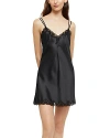 Ginia Lace Trim Silk Chemise In Black