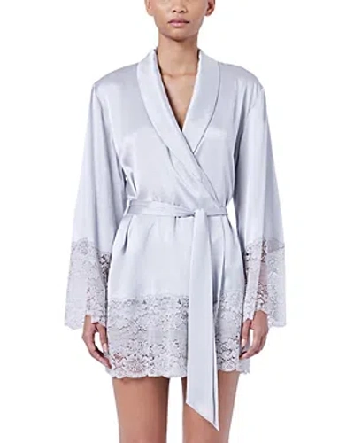 Ginia Silk Lace Robe In Gray