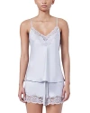 Ginia Silk Lace Trim Sleep Camisole In Silver