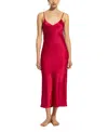 Ginia Silk Long V Neck Nite In Red