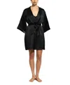 Ginia Silk Wrap Gown Robe In Black