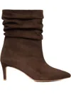 Ginissima 65mm Eva Ruched Suede Boots In Brown