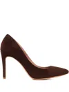 Ginissima 95mm Alice Pointed-toe Suede Pumps In Brown