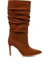 Ginissima 95mm Eva Ruched Suede Boots In Brown