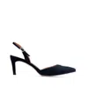 Ginissima Alice Black Suede And Crystal Buckle Slingback Pumps In Black