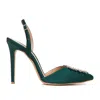 Ginissima Women's Alice Emerald Green Shoes With Crystal Brooch In Green