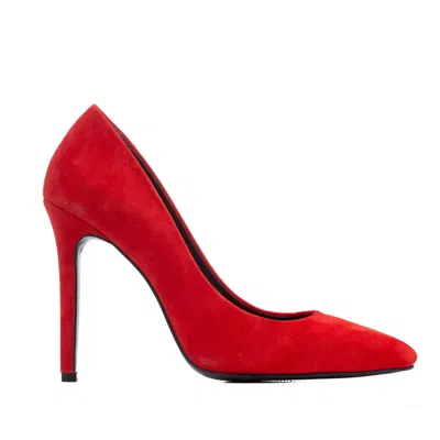 Ginissima Women's Alice Red Stiletto Suede Leather Shoes