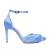 Ginissima Ana Baby Blue Satin Slingbacks In Blue