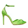 GINISSIMA WOMEN'S ANA FLUO GREEN SATIN SLINGBACKS