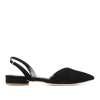 Ginissima Women's Black Alice V-cut Slingback Flats