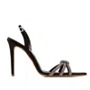 Ginissima Women's Black Daisy Gold Crystals And Satin Sandals In Black