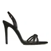 Ginissima Daisy Black Crystals And Satin Sandals In Black