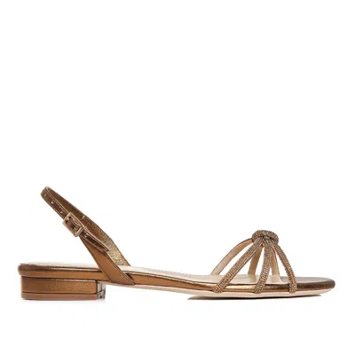 Ginissima Women's Daisy Sandals, Genuine Leather, Round Toe, Gold