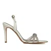 Ginissima Daisy White Crystals Leather Sandals In White