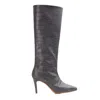 Ginissima Women's Ilona Embossed Grey Leather Boots, Under Knee In Grey