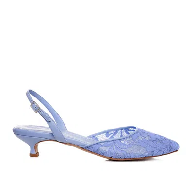 Ginissima Women's Ines Blue Lace Slingbacks - Kitten Heels