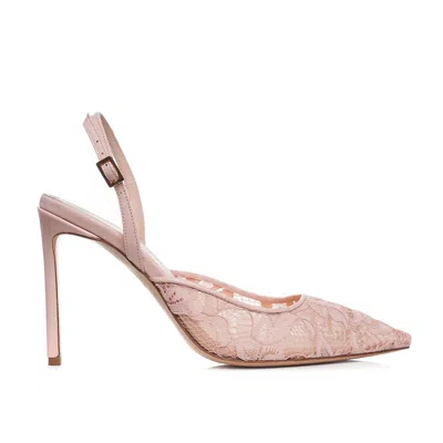 Ginissima Women's Ines Pink Lace Slingbacks - Premium Collection
