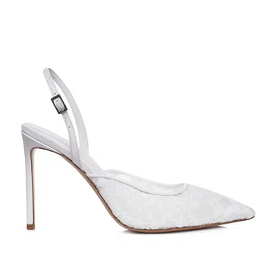 Ginissima Women's Ines White Lace Slingbacks - Premium Collection