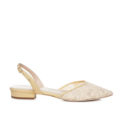 Ginissima Women's Ines Yellow Lace Flats In Gold
