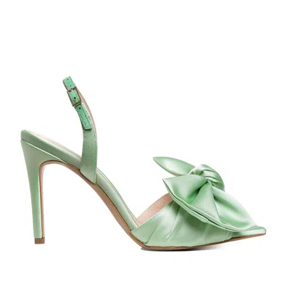 Ginissima Women's Light Green Vesa Satin Sandals With Oversized Satin Bow