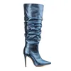 Ginissima Women's Metallic Blue Leather Eva Boots In Blue