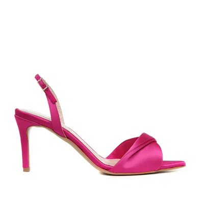 Ginissima Women's Pink / Purple Chloe Fuchsia Satin Sandals Low Heel In Pink/purple