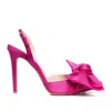 Ginissima Women's Pink / Purple Fuchsia Vesa Satin Sandals With Oversized Satin Bow In Pink/purple