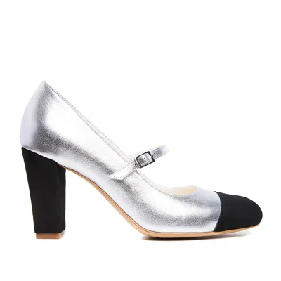 Ginissima Women's Silver Carrie Round Toe Mary-jane