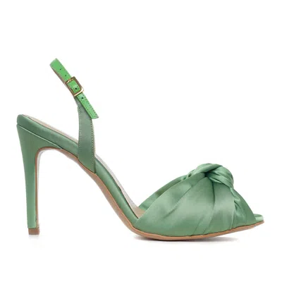 GINISSIMA WOMEN'S SOFIA SATIN SANDALS, SAGE GREEN