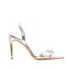 Ginissima Women's Thea Crocodile Effect Silver Leather Sandals In Silver