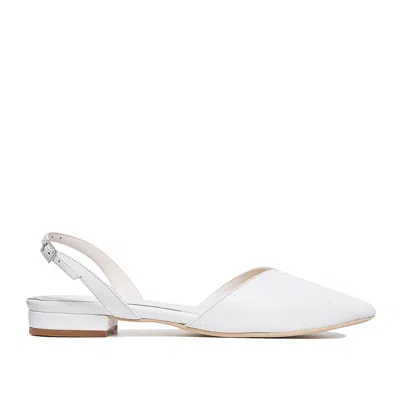 GINISSIMA WOMEN'S WHITE ALICE V-CUT SLINGBACK FLATS