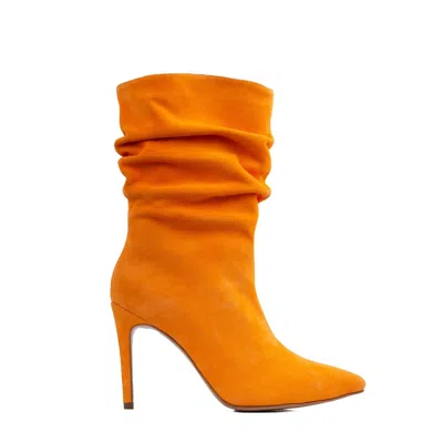 Ginissima Women's Yellow / Orange Orange Suede Leather Eva Boots In Yellow/orange