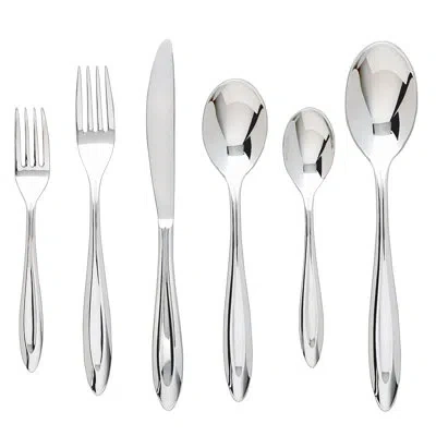 Ginkgo Fontur Platinum 42 Piece 18/10 Stainless Steel Flatware Set, Service For 8