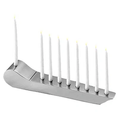 Ginkgo George Schmidt Nickel-plated Brass Menorah In Stainless Steel