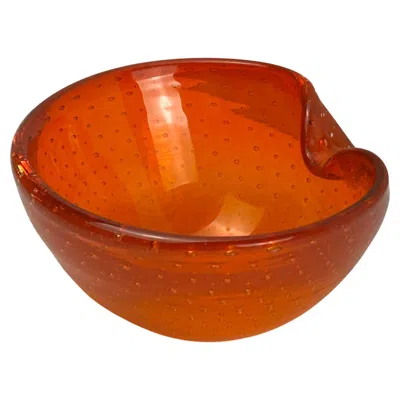 Pre-owned Gino Cenedese Murano Bullicante Glass Bowl Attributed To , Orange, Italy, 1960s In Red